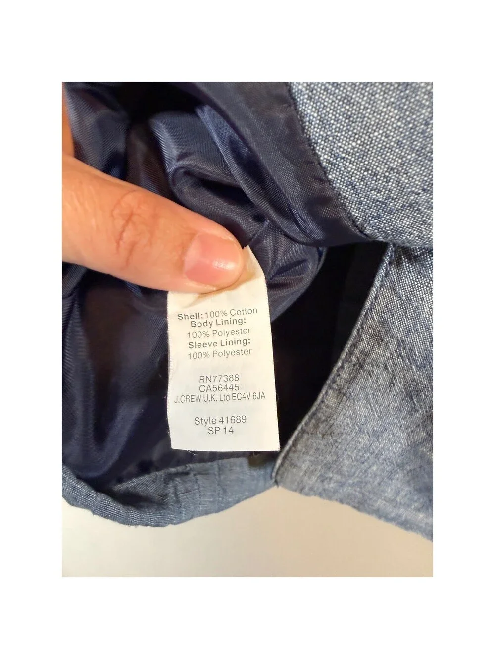 J.Crew Women Blue Chambray Cotton Schoolboy Blazer Jacket 0 41689 SP14